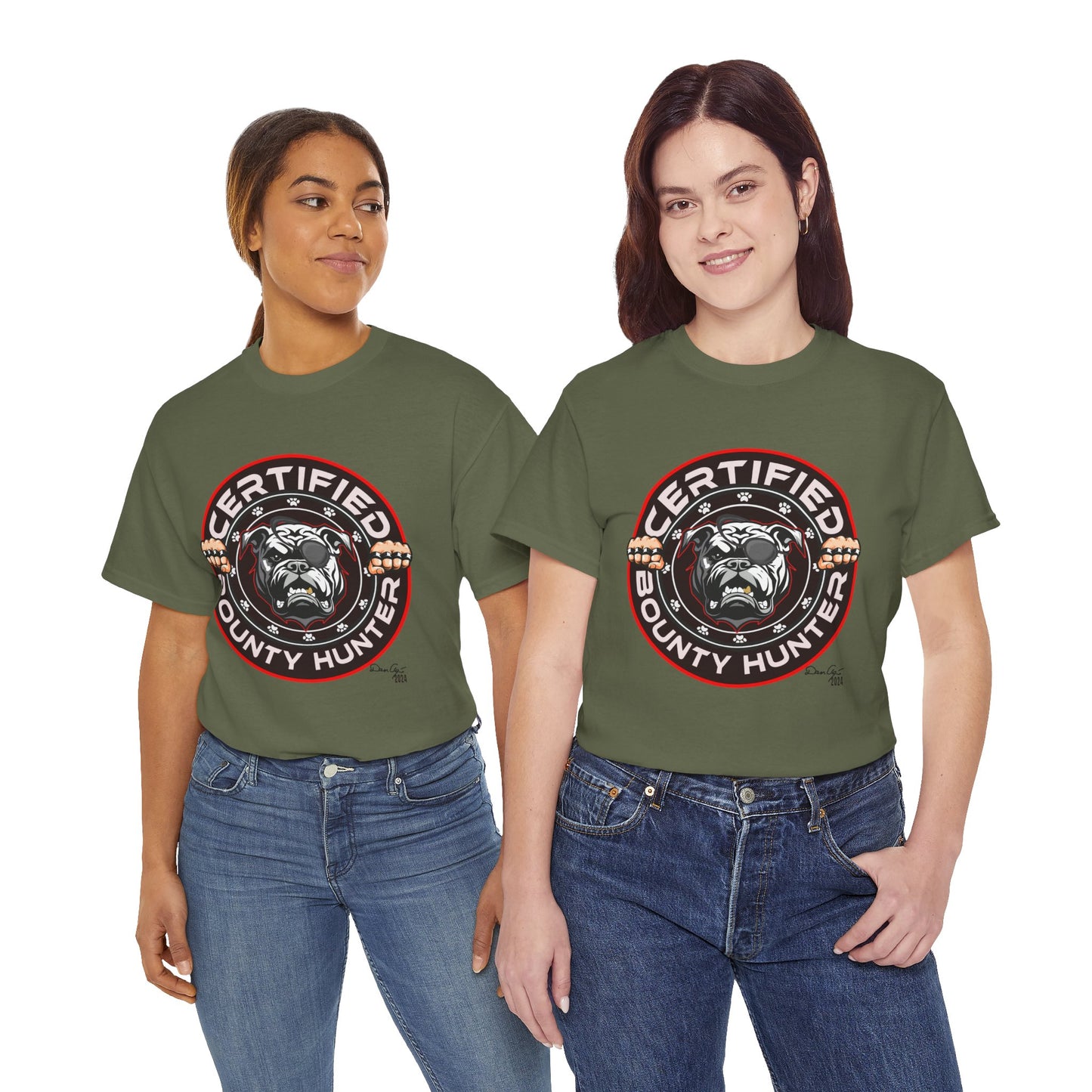 Certified Bounty Hunter, Unisex Heavy Cotton Tee, comedy, bulldog, print design, png, GraphicTees