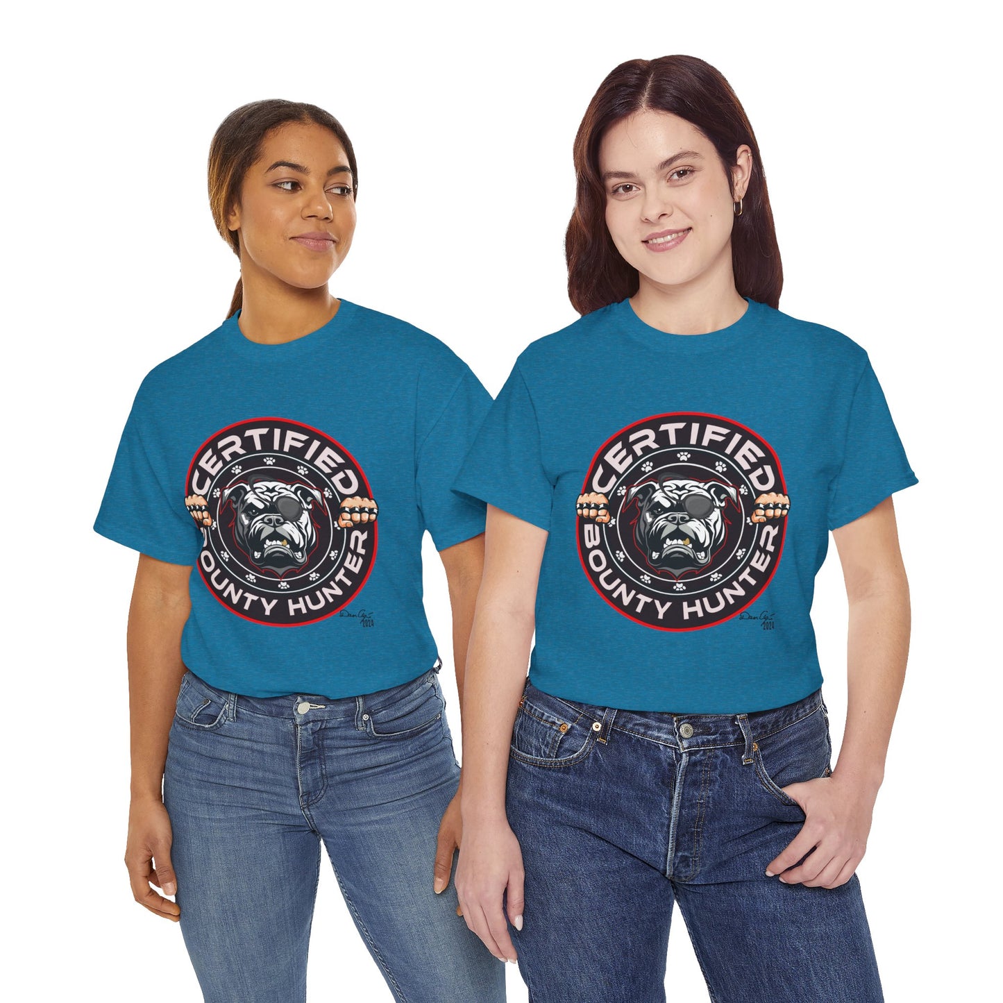 Certified Bounty Hunter, Unisex Heavy Cotton Tee, comedy, bulldog, print design, png, GraphicTees