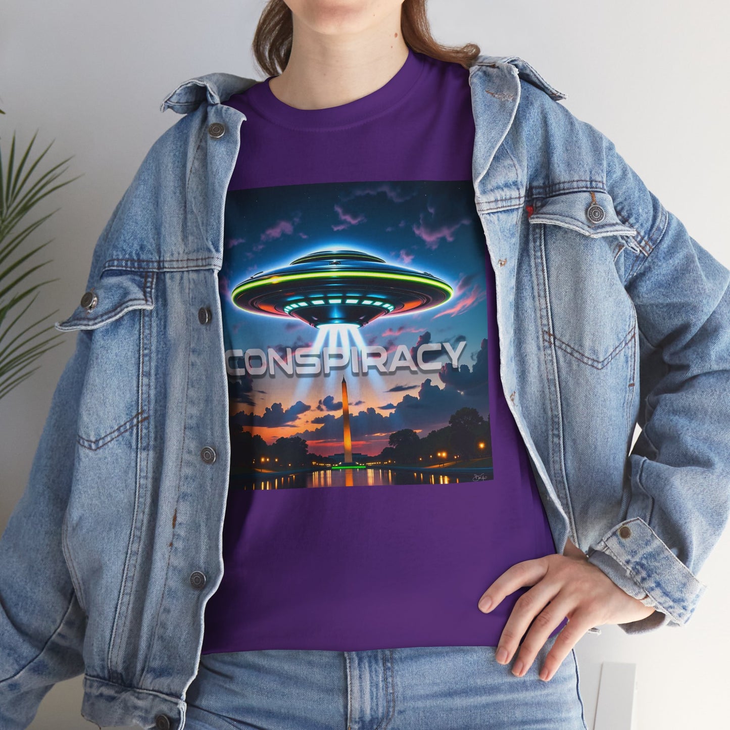 Retro Neon Alien UFO T-Shirt — "Conspiracy at DC" Graphic Tee