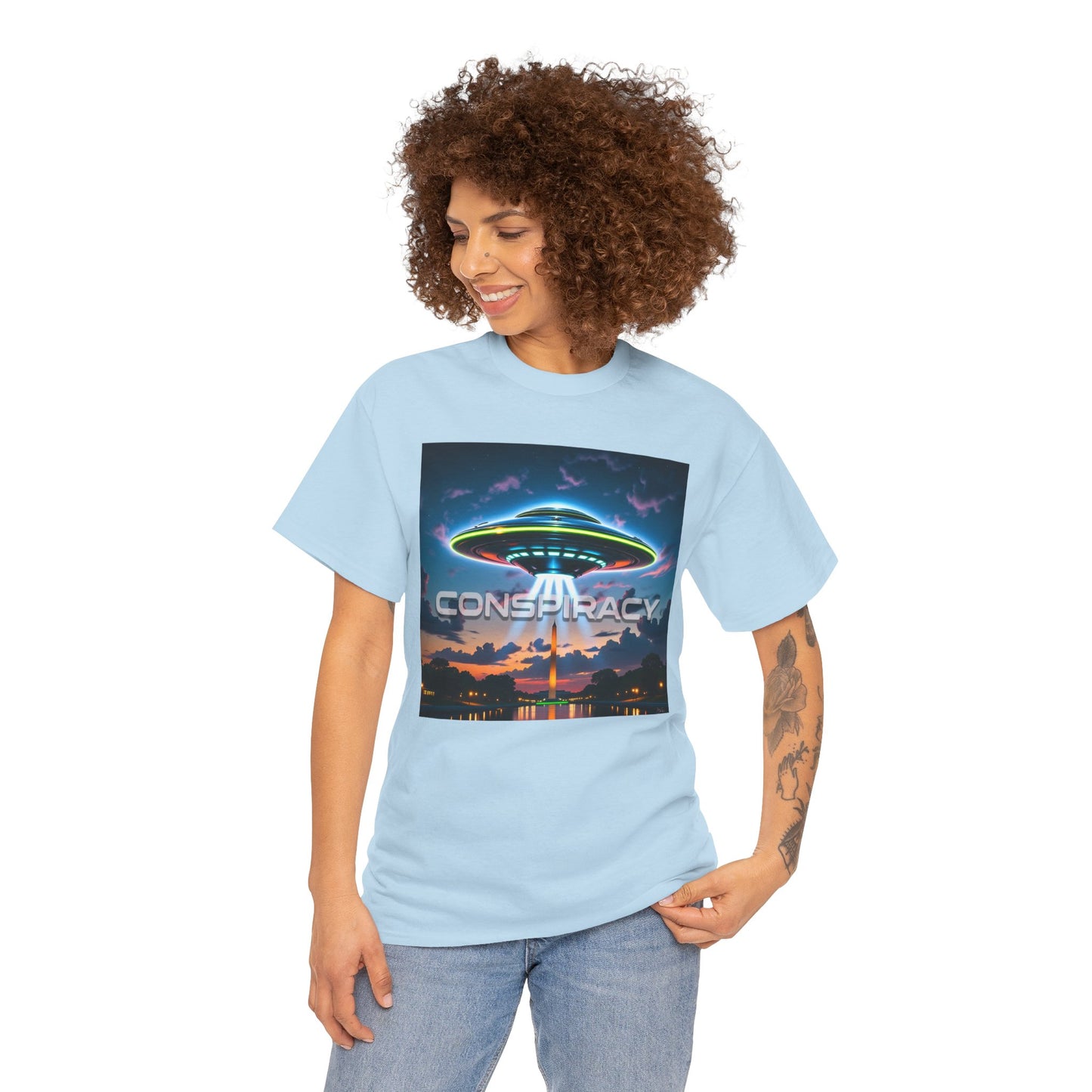 Retro Neon Alien UFO T-Shirt — "Conspiracy at DC" Graphic Tee