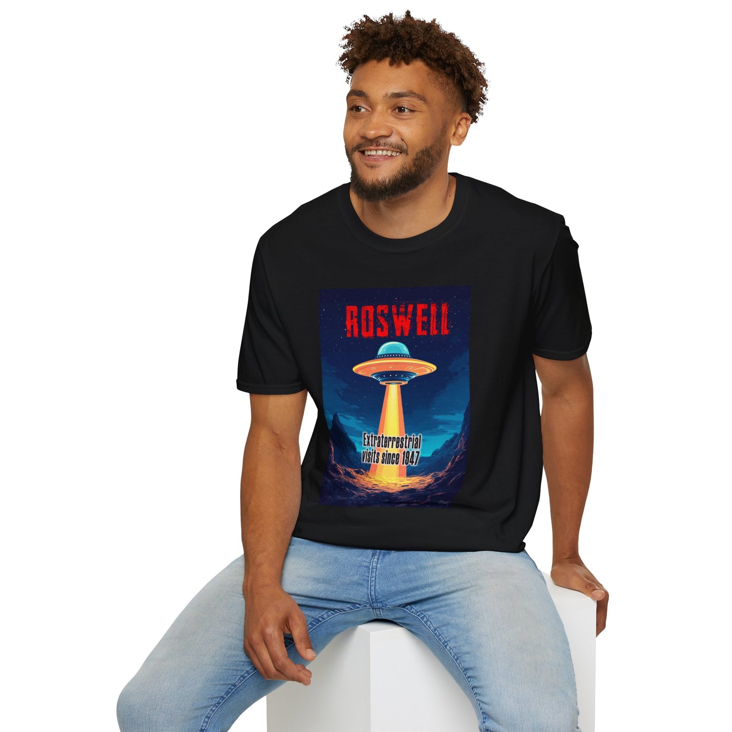 Roswell Alien Encounter Unisex T-Shirt, Retro Space UFO Tee, Sci-Fi Lovers Gift, Convention Wear, Extraterrestrial Tee, graphic design, png