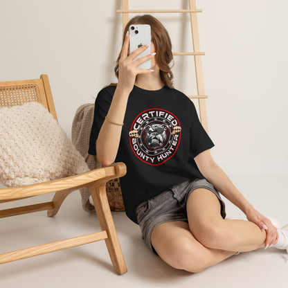 Certified Bounty Hunter, Unisex Heavy Cotton Tee, comedy, bulldog, print design, png, GraphicTees