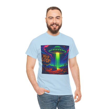 Area 51 Stop UFO Abduction T-Shirt — Neon Alien Invasion Tee