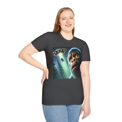 Bigfoot UFO Unisex T-Shirt, Funny Graphic Tee, Gift for Alien Lovers, Unique Summer Shirt, Casual Everyday Wear, t-shirt, tshirts, party