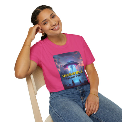 Roswell Probed Retro T-Shirt - Alien UFO Lover Gift, Sci-Fi Apparel, Extraterrestrial Tee, Unisex Softstyle Clothing, graphic design, png