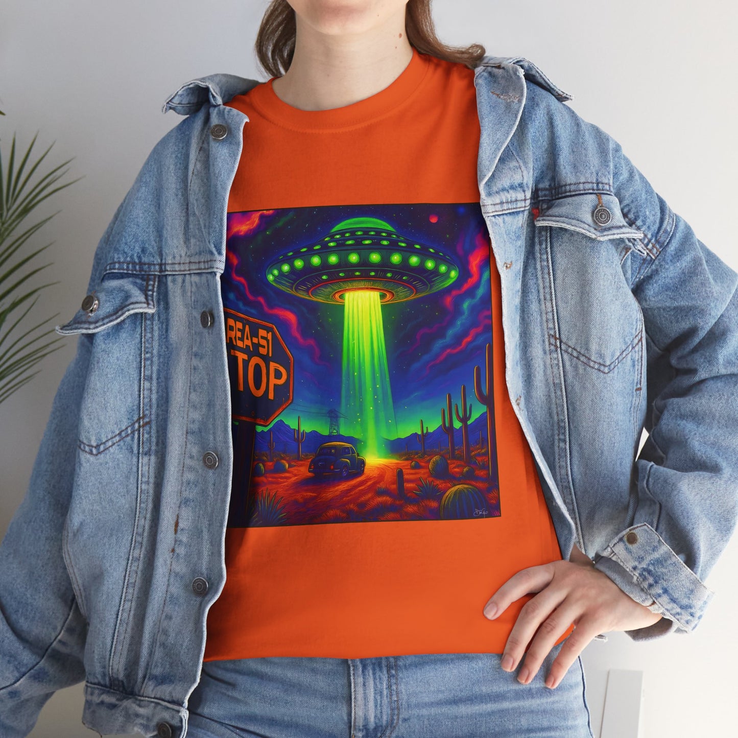 Area 51 Stop UFO Abduction T-Shirt — Neon Alien Invasion Tee