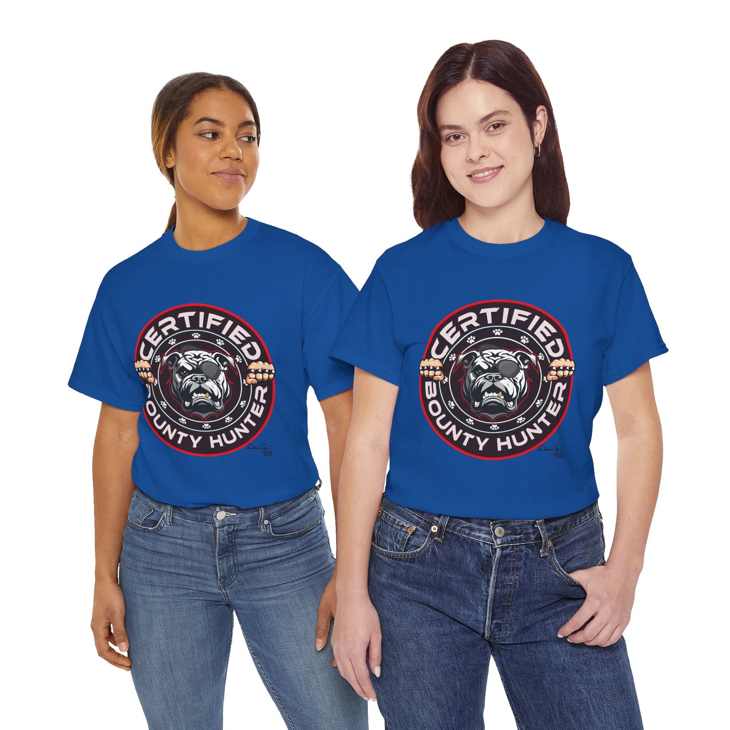 Certified Bounty Hunter, Unisex Heavy Cotton Tee, comedy, bulldog, print design, png, GraphicTees