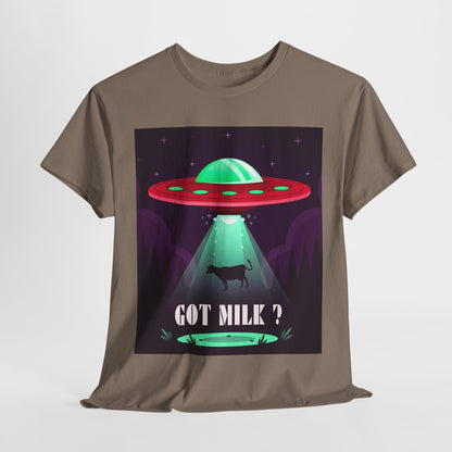 Got Milk? Unisex Heavy Cotton Tee, UFO abduction, comedy, funny, t-shirt, t-shirt, graphic design, tee, png