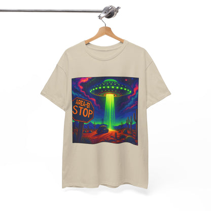 Area 51 Stop UFO Abduction T-Shirt — Neon Alien Invasion Tee