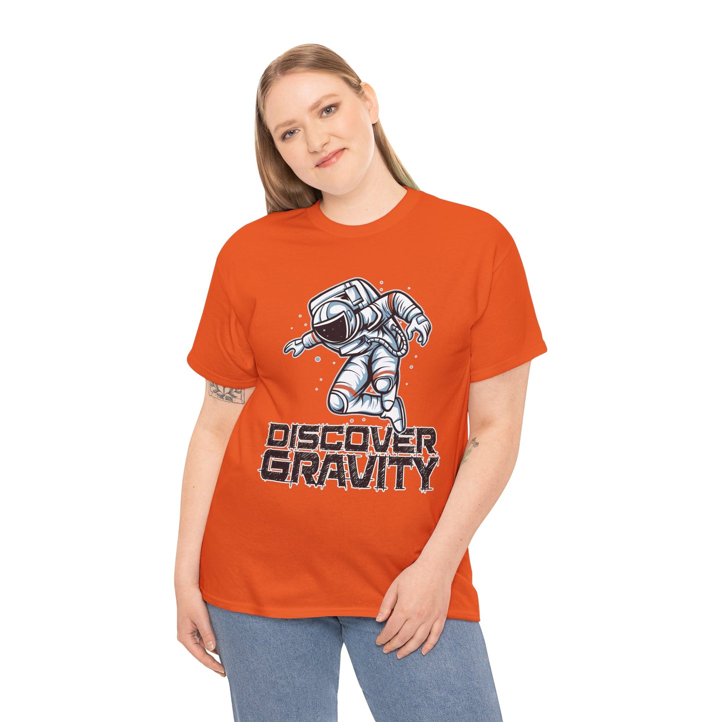 Discover Gravity. Unisex Heavy Cotton Tee - Fun Astronaut, Astronomy Graphic Tee - Unisex graphic design, png Express Delivery available