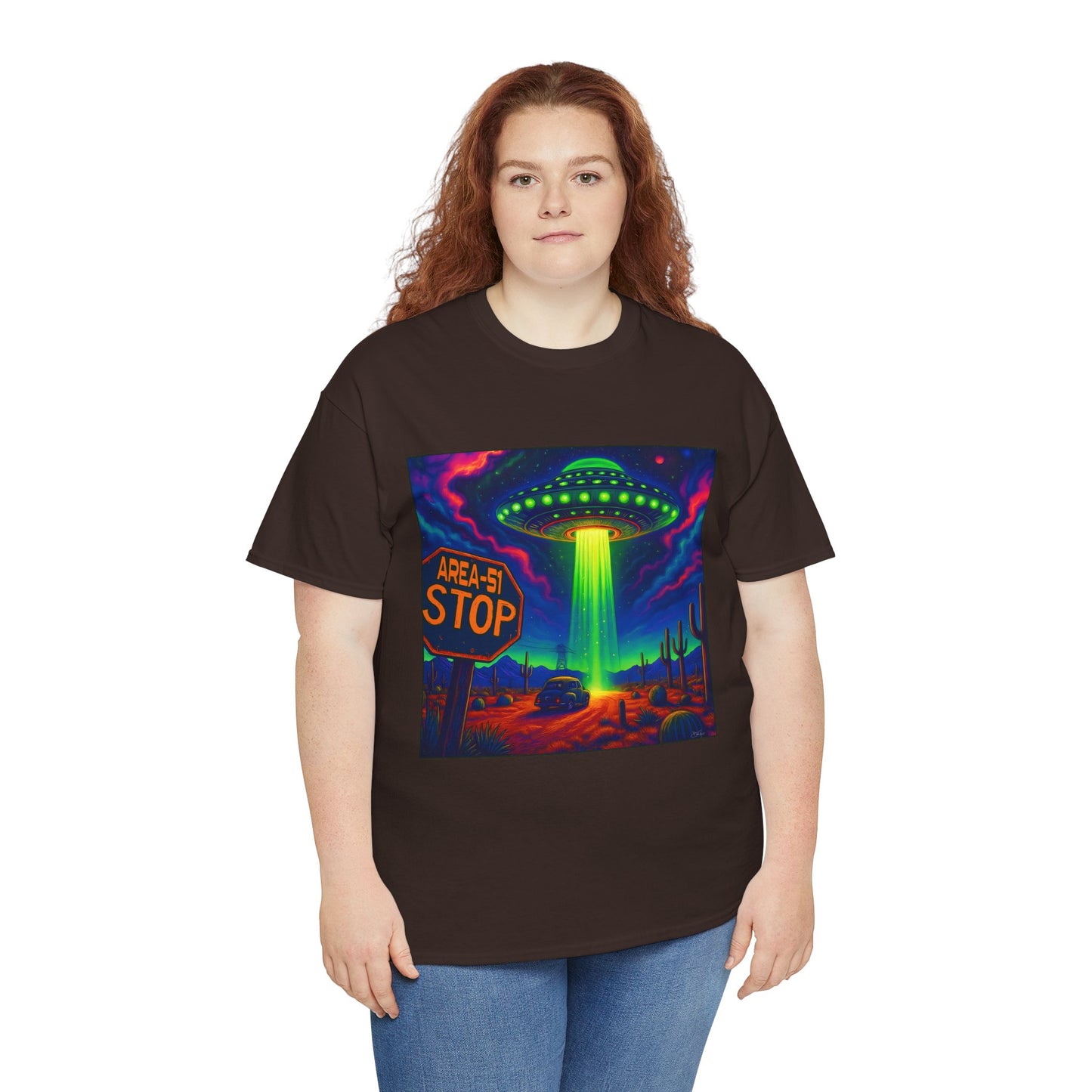 Area 51 Stop UFO Abduction T-Shirt — Neon Alien Invasion Tee