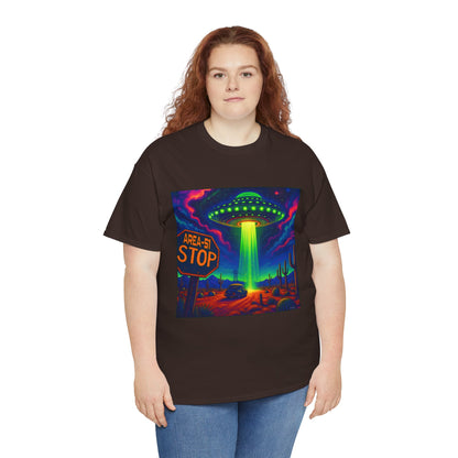 Area 51 Stop UFO Abduction T-Shirt — Neon Alien Invasion Tee