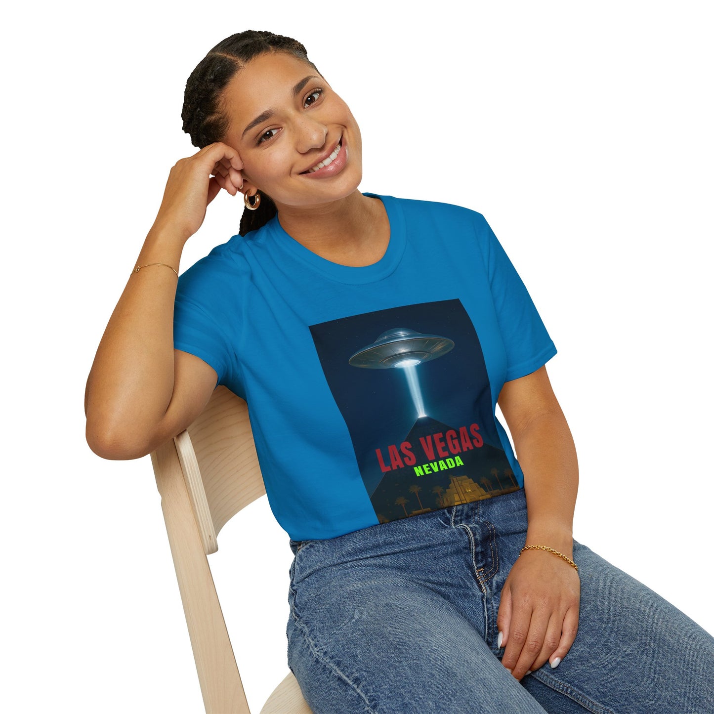 Luxor UFO, Las Vegas UFO Unisex Softstyle T-Shirt - Retro Nevada Design, graphic design, t-shirts, tshirts, tees, GraphicTees, png