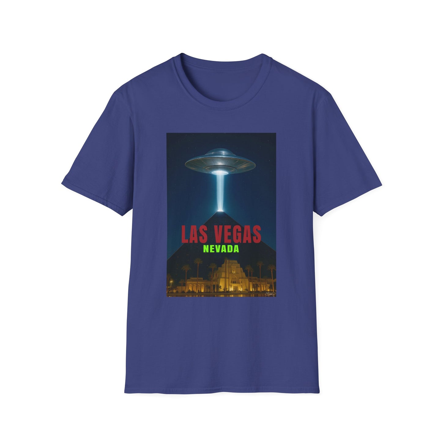 Luxor UFO, Las Vegas UFO Unisex Softstyle T-Shirt - Retro Nevada Design, graphic design, t-shirts, tshirts, tees, GraphicTees, png