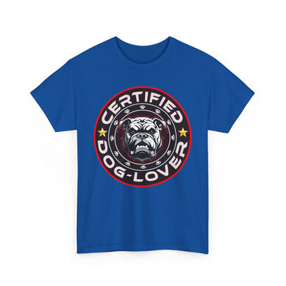 Certified Dog Lover Unisex Tee - Bulldog Print Design, GraphicTees, t-shirt, tshirt, png