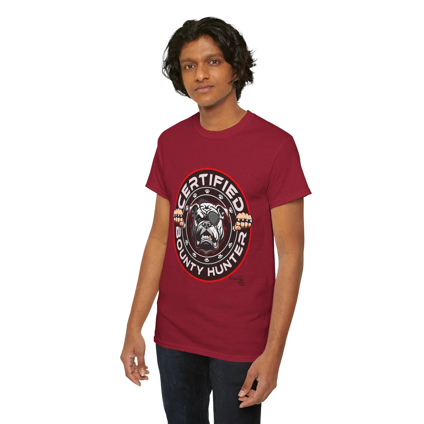 Certified Bounty Hunter, Unisex Heavy Cotton Tee, comedy, bulldog, print design, png, GraphicTees