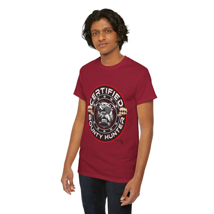 Certified Bounty Hunter, Unisex Heavy Cotton Tee, comedy, bulldog, print design, png, GraphicTees