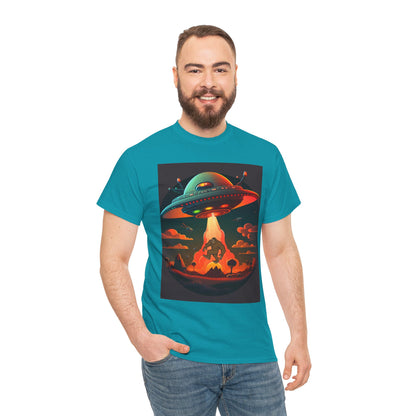 UFO, Bigfoot, Unisex Heavy Cotton Tee, graphic design, t-shirt, t-shirts, tshirts, png