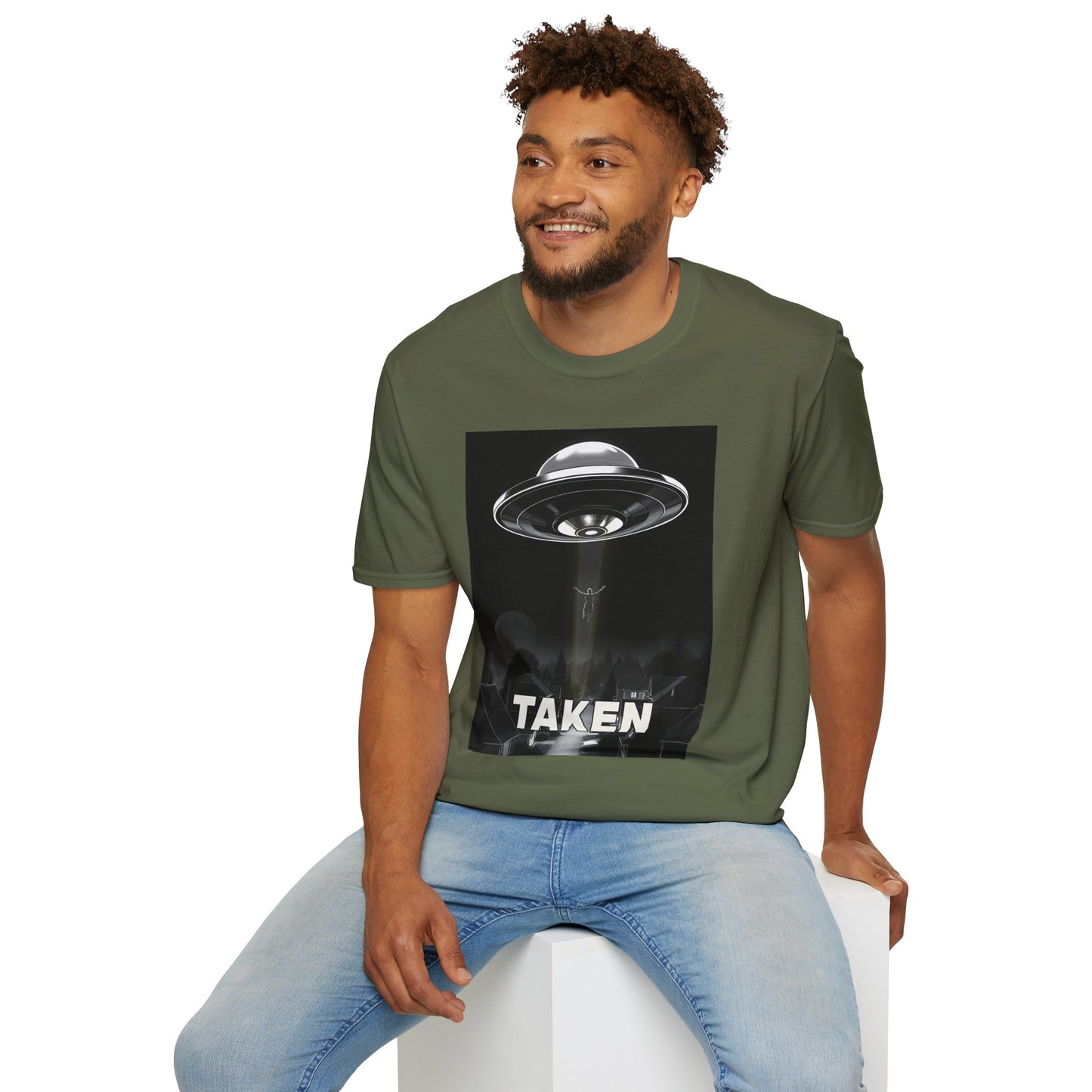 Taken 3, Alien Theme Unisex Softstyle T-Shirt, Fun Graphic Tee for UFO Lovers, Great for Casual Wear, Gifts for Sci-Fi Fans, Cool Shirt