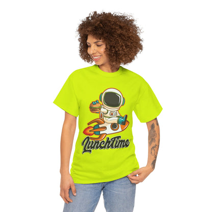 Astronaut Lunchtime Unisex Heavy Cotton Tee - Fun Graphic T-Shirt for Space Lovers, GraphicTees, png, t-shirts, tshirts