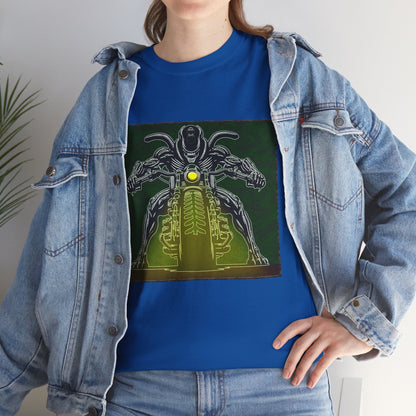 Alien Biker Neon Sci‑Fi Motorcycle T-Shirt