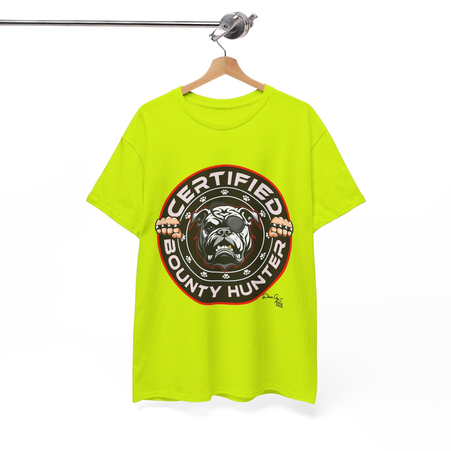 Certified Bounty Hunter, Unisex Heavy Cotton Tee, comedy, bulldog, print design, png, GraphicTees
