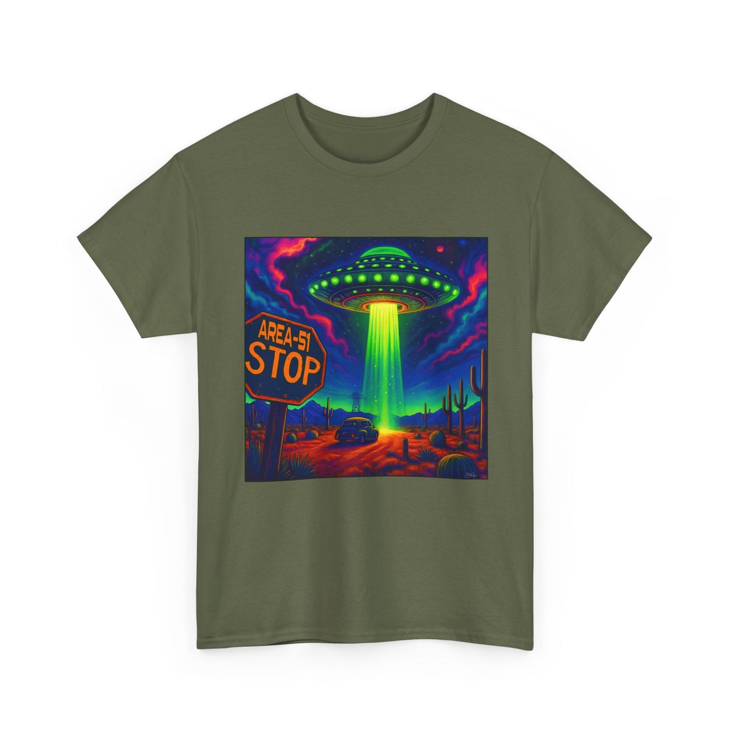 Area 51 Stop UFO Abduction T-Shirt — Neon Alien Invasion Tee