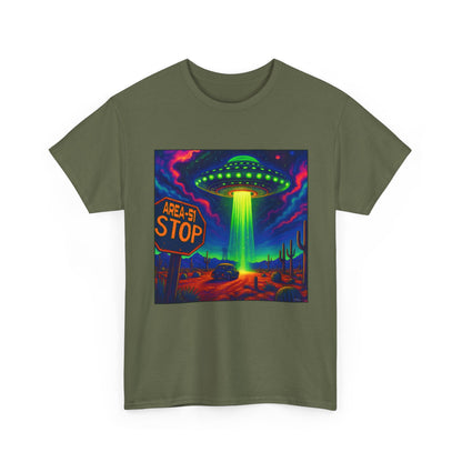Area 51 Stop UFO Abduction T-Shirt — Neon Alien Invasion Tee
