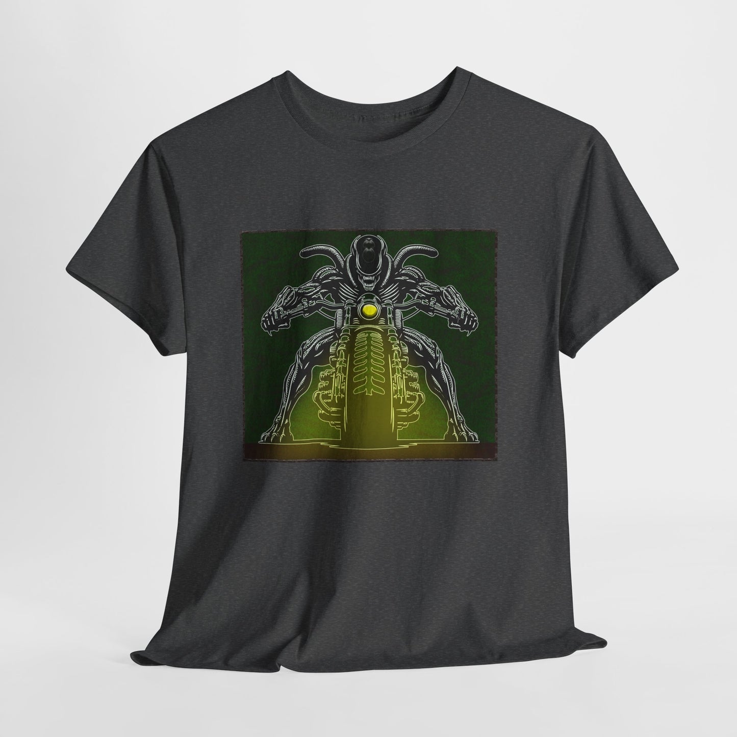 Alien Biker Neon Sci‑Fi Motorcycle T-Shirt