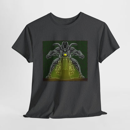 Alien Biker Neon Sci‑Fi Motorcycle T-Shirt