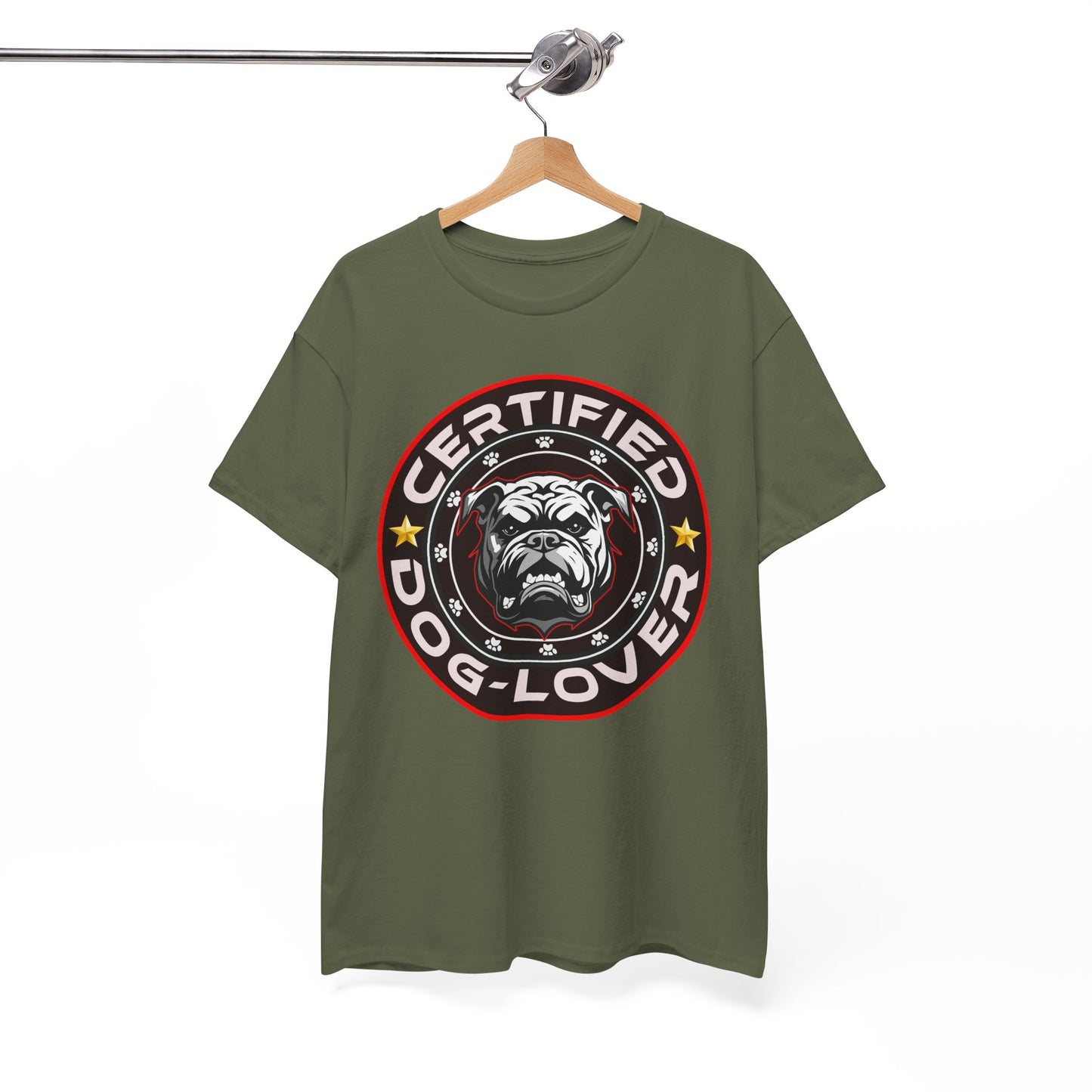 Certified Dog Lover Unisex Tee - Bulldog Print Design, GraphicTees, t-shirt, tshirt, png