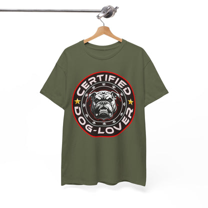 Certified Dog Lover Unisex Tee - Bulldog Print Design, GraphicTees, t-shirt, tshirt, png