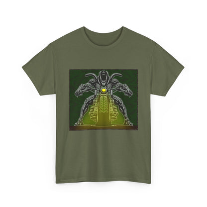 Alien Biker Neon Sci‑Fi Motorcycle T-Shirt
