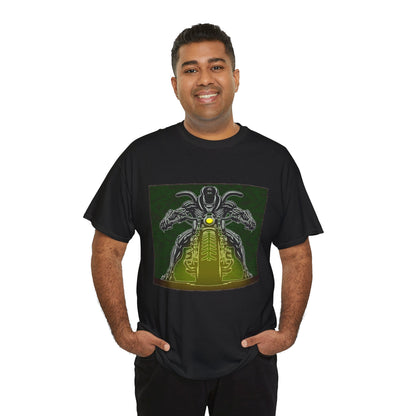 Alien Biker Neon Sci‑Fi Motorcycle T-Shirt