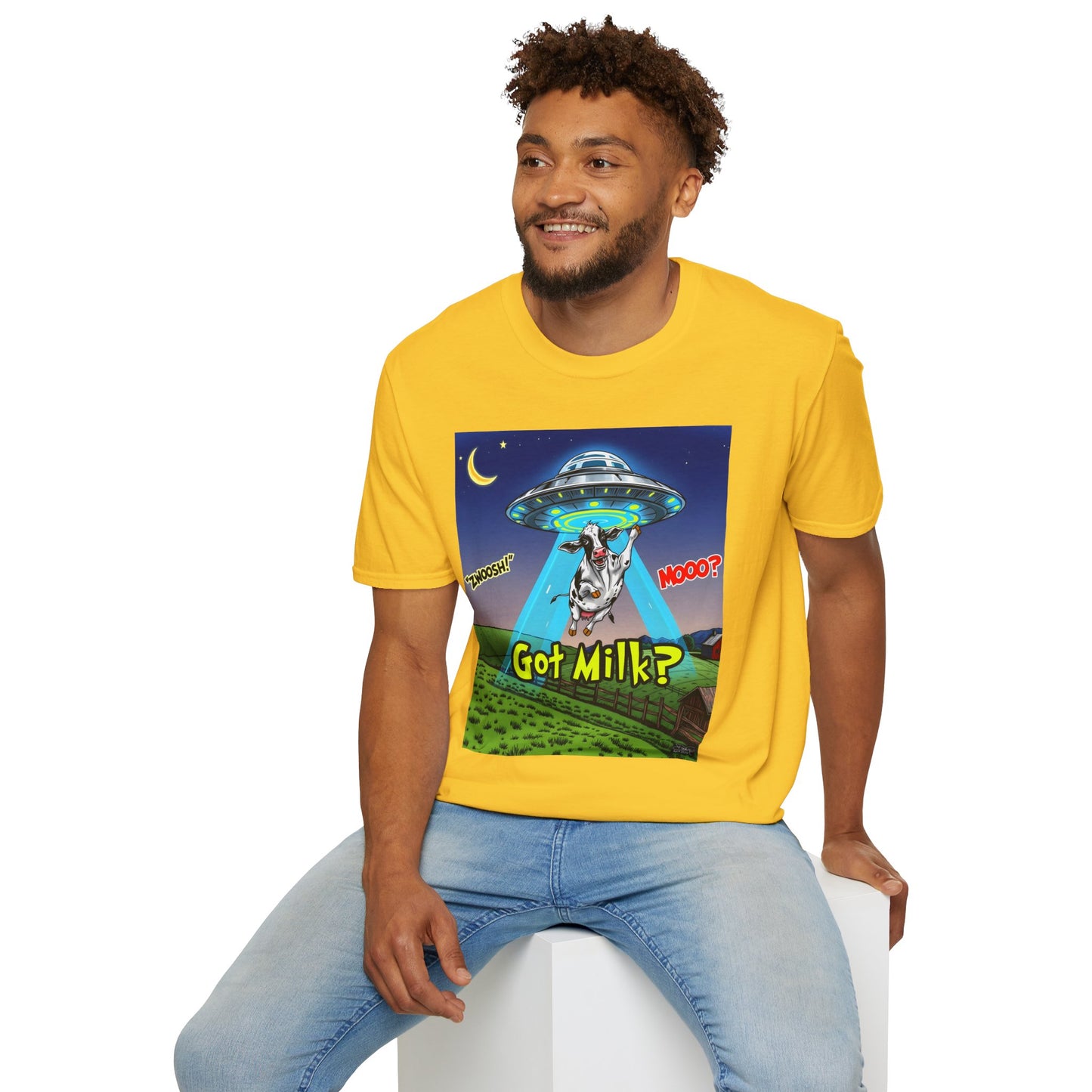 Got Milk? Funny Unisex Softstyle T-Shirt, Humorous Tee, Perfect for Cow Lovers, Milking Day, Farm-themed Gifts, Quirky Apparel, graphic