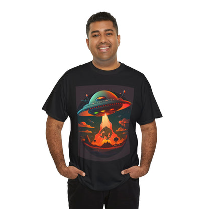 UFO, Bigfoot, Unisex Heavy Cotton Tee, graphic design, t-shirt, t-shirts, tshirts, png
