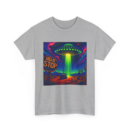 Area 51 Stop UFO Abduction T-Shirt — Neon Alien Invasion Tee