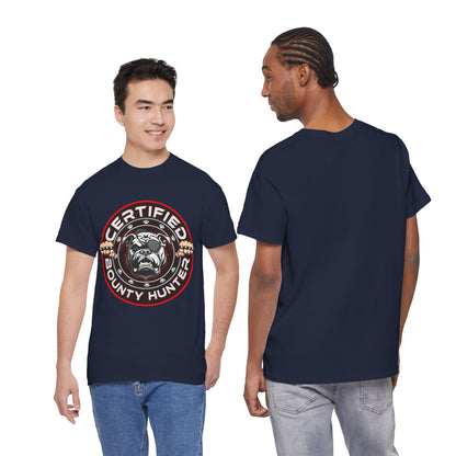 Certified Bounty Hunter, Unisex Heavy Cotton Tee, comedy, bulldog, print design, png, GraphicTees
