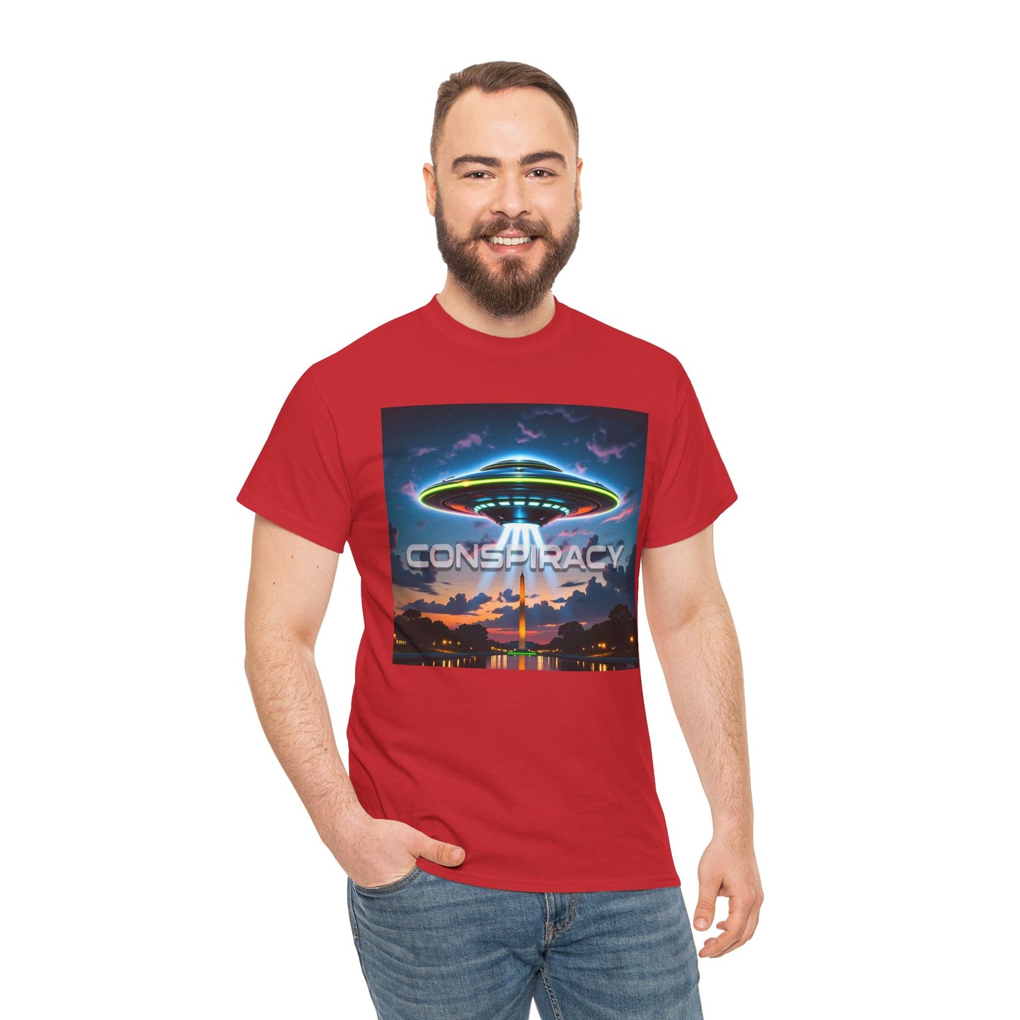 Retro Neon Alien UFO T-Shirt — "Conspiracy at DC" Graphic Tee