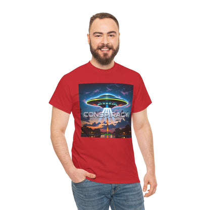 Retro Neon Alien UFO T-Shirt — "Conspiracy at DC" Graphic Tee
