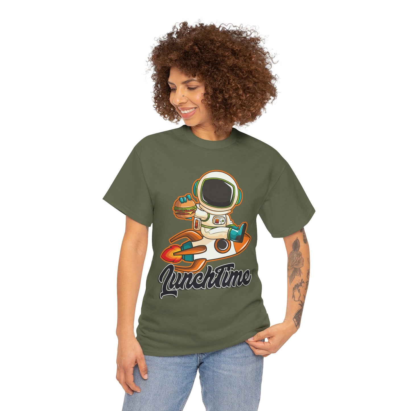 Astronaut Lunchtime Unisex Heavy Cotton Tee - Fun Graphic T-Shirt for Space Lovers, GraphicTees, png, t-shirts, tshirts