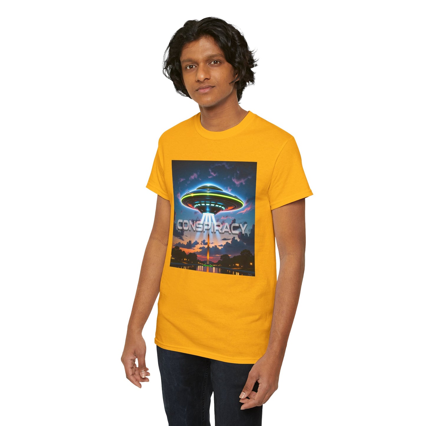 Retro Neon Alien UFO T-Shirt — "Conspiracy at DC" Graphic Tee