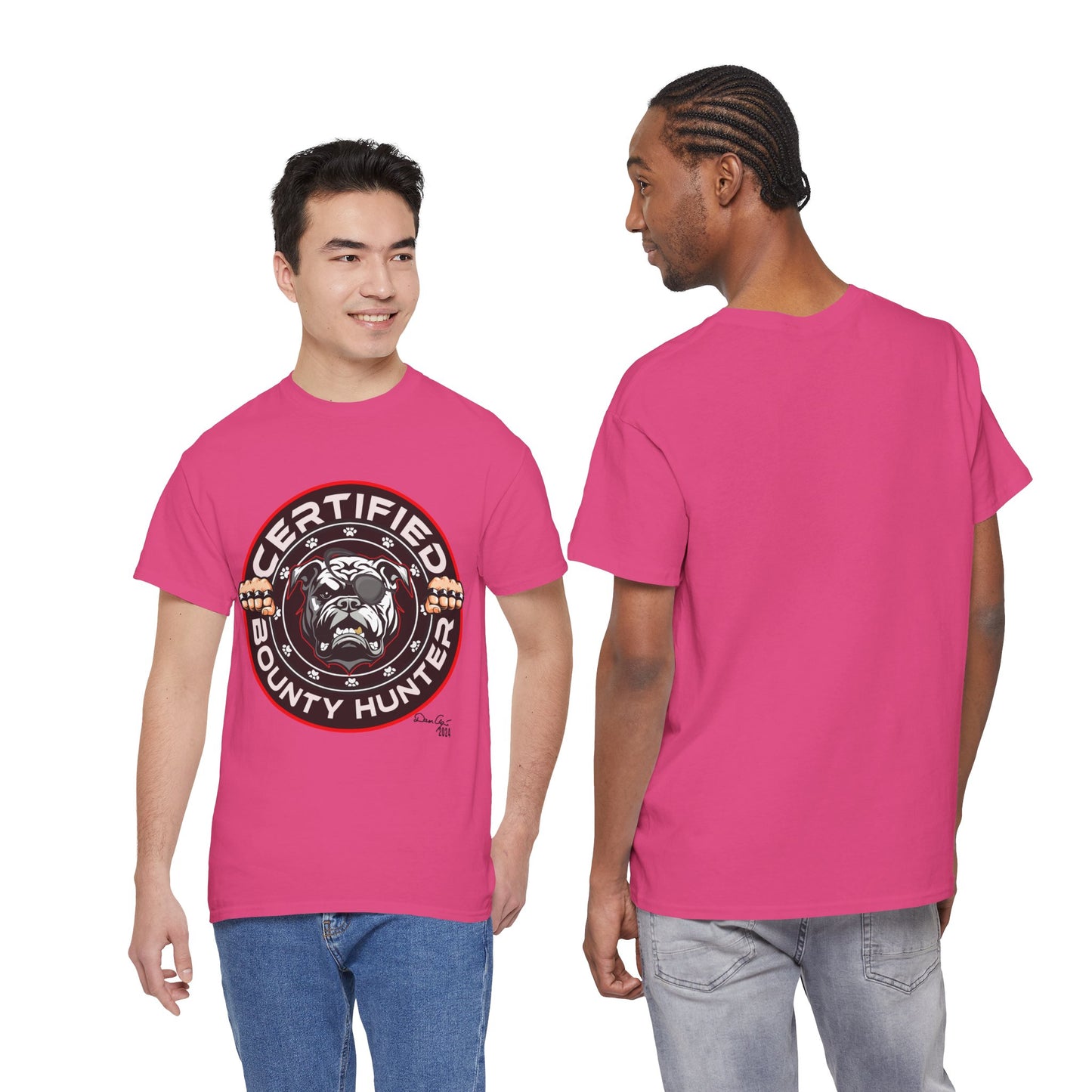 Certified Bounty Hunter, Unisex Heavy Cotton Tee, comedy, bulldog, print design, png, GraphicTees