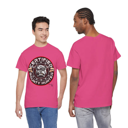 Certified Bounty Hunter, Unisex Heavy Cotton Tee, comedy, bulldog, print design, png, GraphicTees