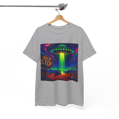 Area 51 Stop UFO Abduction T-Shirt — Neon Alien Invasion Tee