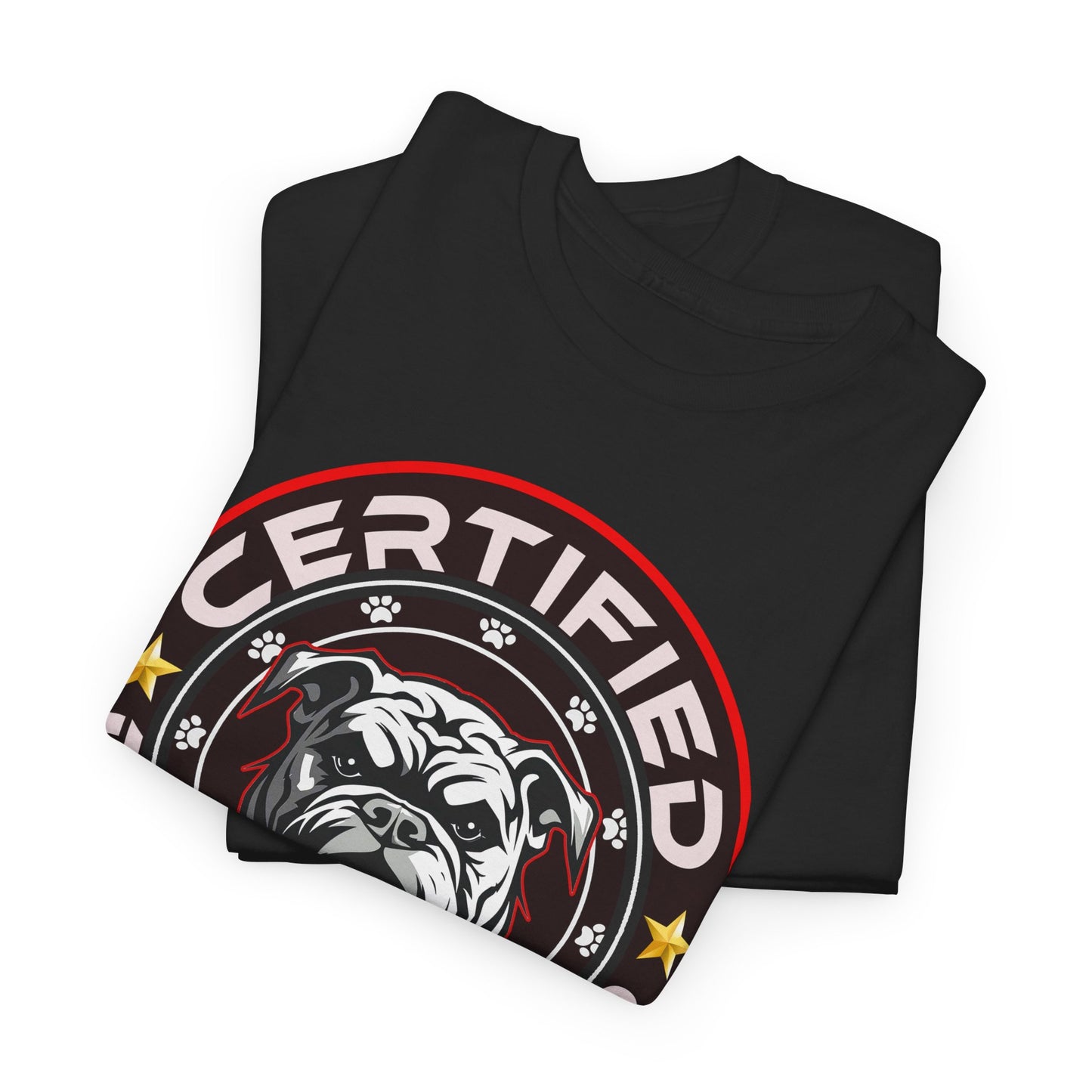 Certified Dog Lover Unisex Tee - Bulldog Print Design, GraphicTees, t-shirt, tshirt, png