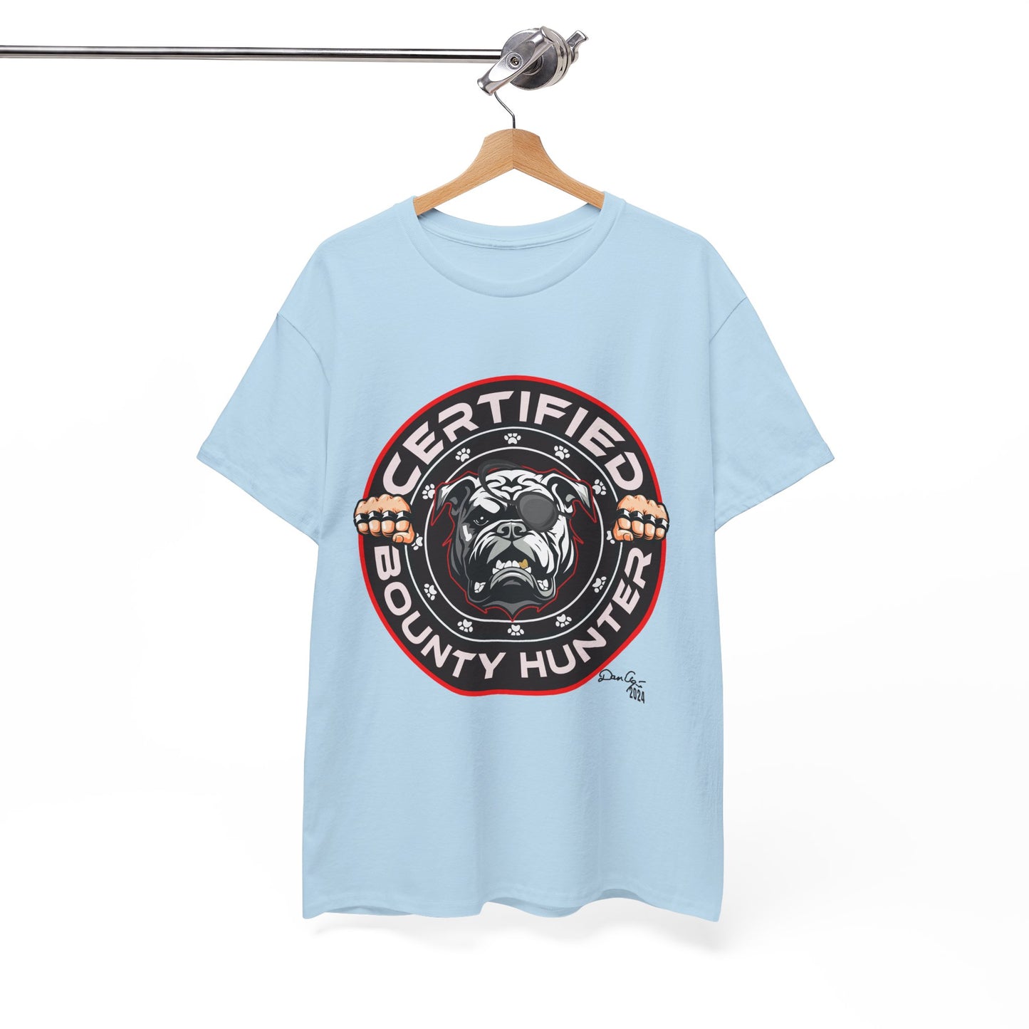 Certified Bounty Hunter, Unisex Heavy Cotton Tee, comedy, bulldog, print design, png, GraphicTees