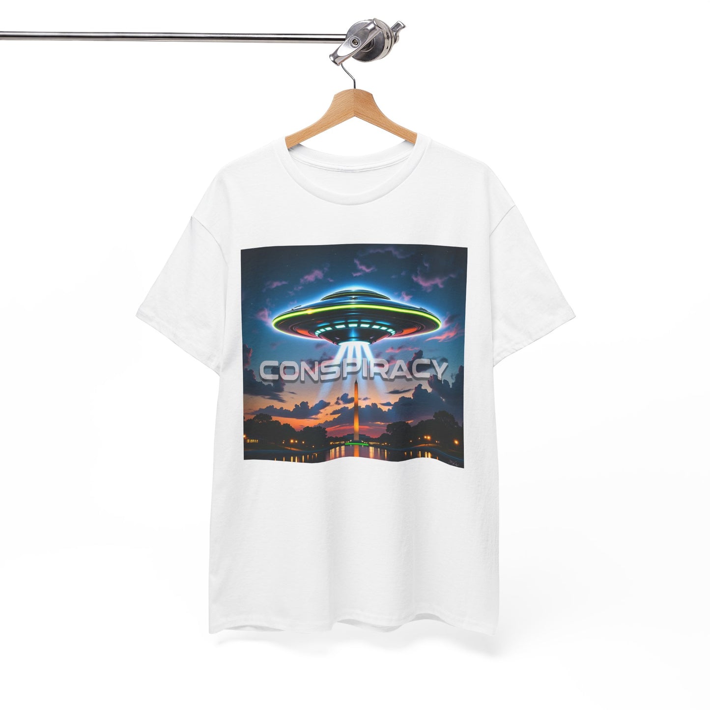 Retro Neon Alien UFO T-Shirt — "Conspiracy at DC" Graphic Tee