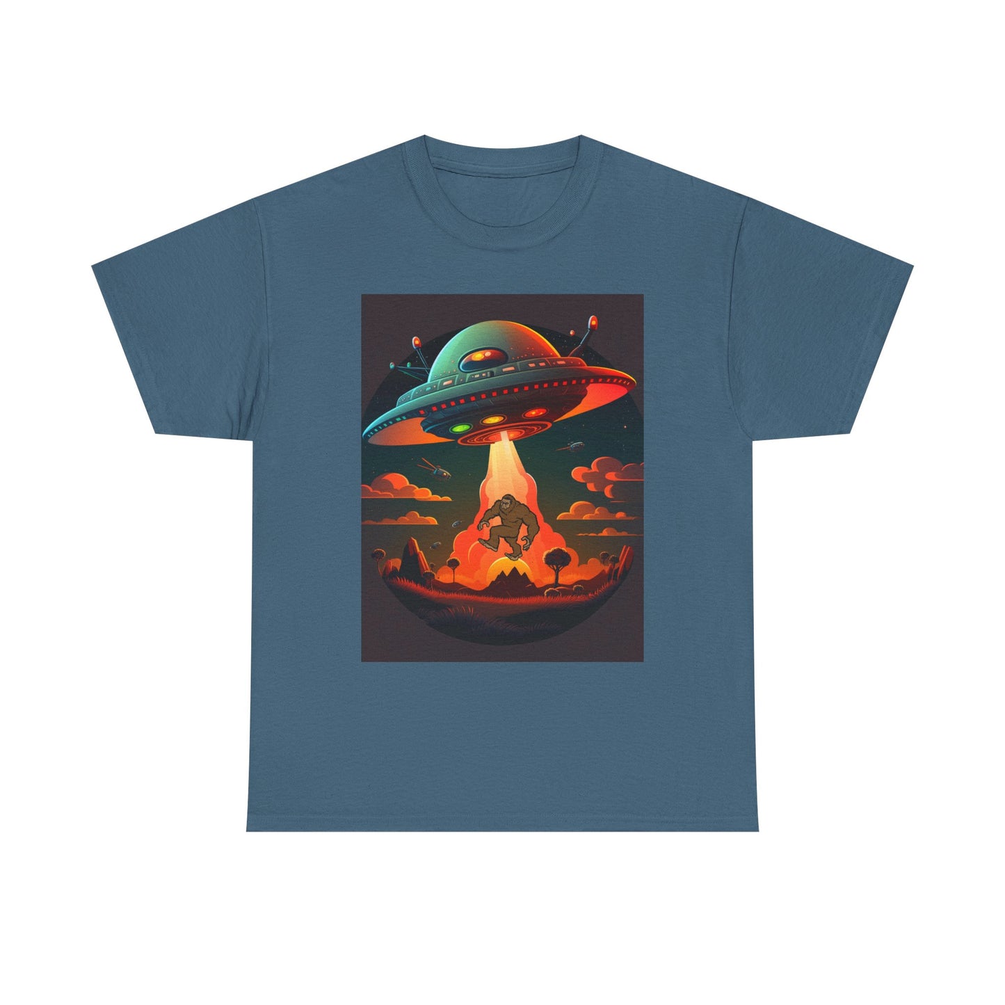 UFO, Bigfoot, Unisex Heavy Cotton Tee, graphic design, t-shirt, t-shirts, tshirts, png