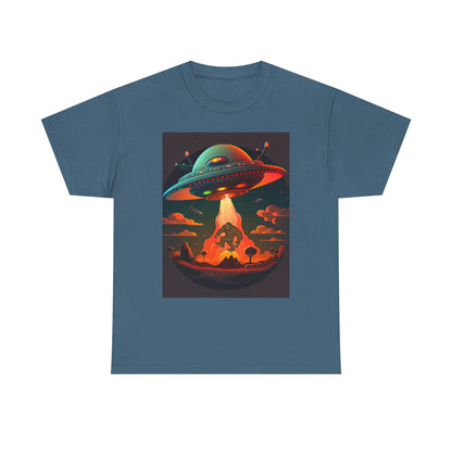 UFO, Bigfoot, Unisex Heavy Cotton Tee, graphic design, t-shirt, t-shirts, tshirts, png